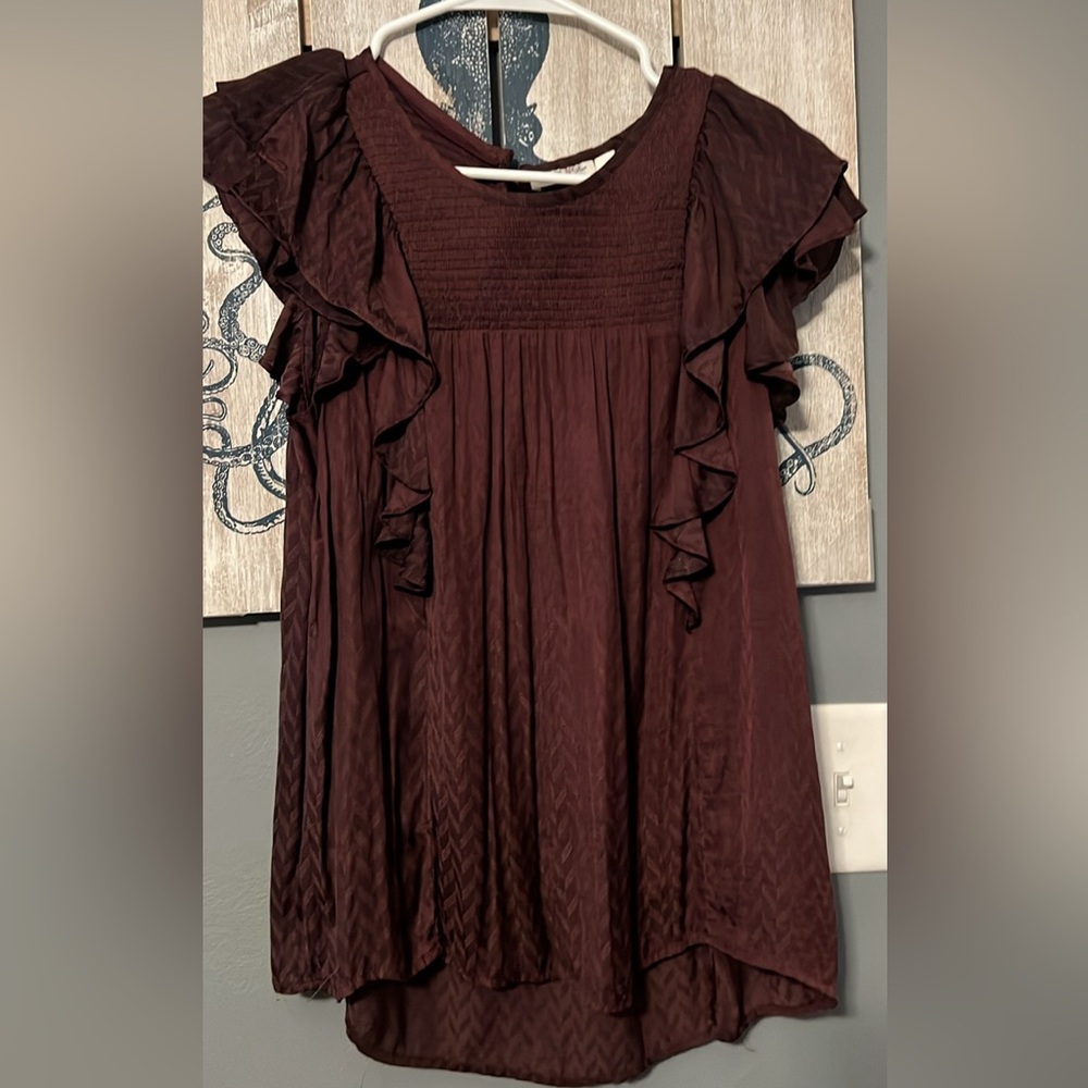 Meadow Rue Eggplant Anthropologie Satin Top